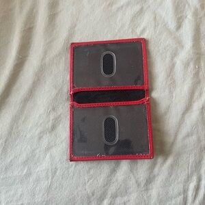 Red Trim Clear ID Card Holder